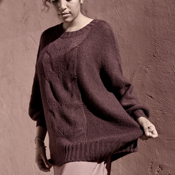 Aerie 🐑 Wool Blend Oversized Happy Place Cable - Picture 3 of 8